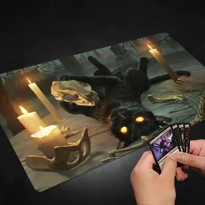 Tapis de jeu Magic The Gathering (MTG) « Chat Noir Mystérieux »