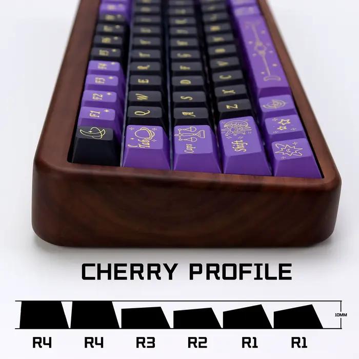 KBDiy 143 touches Stardust Prelude Keycap profil Cherry violet noir Alice espace divisé ISO PBT Keycaps pour 60 clavier mécanique