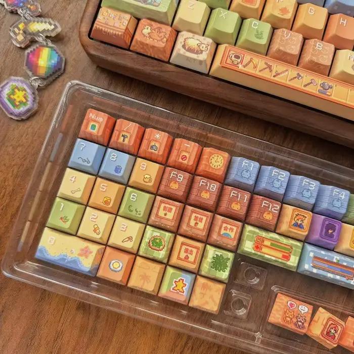 136 touches Stardew Valley thème Keycap Chreey PBT cinq côtés colorant-Sub haute valeur personnalité créative clavier mécanique Keycaps
