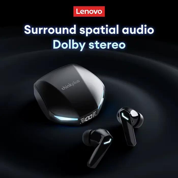 Ecouteurs de jeu sans fil Lenovo GM2 Pro TWS avec affichage de batterie LED et annulation active du bruit pour jeu intense et communication claire en extérieur et en intérieur