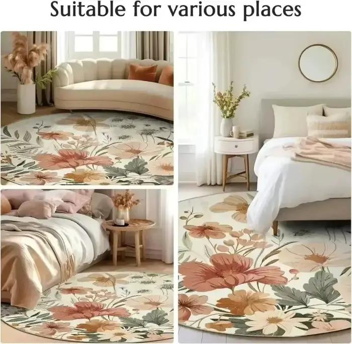Tapis rond tissé à motif géométrique