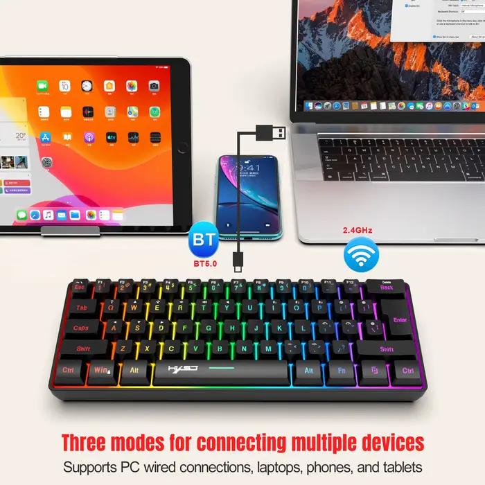 HXSJ L500 clavier de jeu sans fil filaire Tri mode 60% rvb