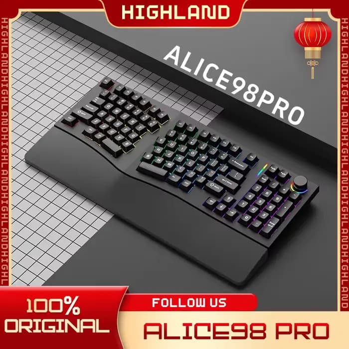 Feker-Clavier de jeu ergonomique filaire ou sans fil AlSTR98 Pro, RVB, claviers mécaniques, échange à chaud, prise en charge personnalisée VIA QBrosKeyboard, PC