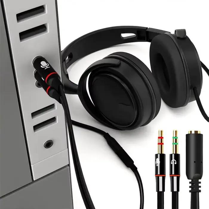 Répartiteur de convertisseur Audio de Microphone d'écouteur pour ordinateur 3.5mm femelle à 2 double