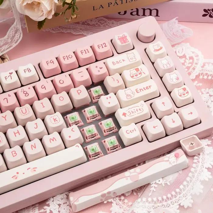 Pink Kitten, Girl MAO Keycap PBT 134 touches