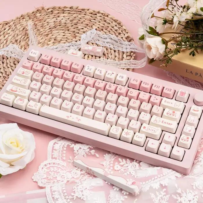 Pink Kitten, Girl MAO Keycap PBT 134 touches