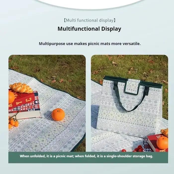Tapis de pique-nique pliable avec sac de rangement, imperméable, anti-sable, portable, couverture de sol pour la plage, le camping et les voyages