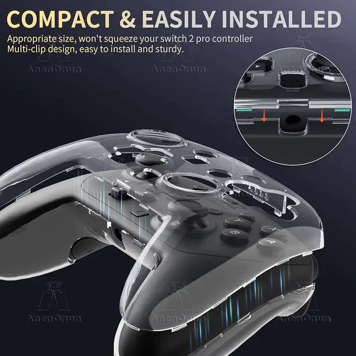 Étui de Protection Transparent pour Contrôleur Switch 2 Pro, Matériau PC Anti-Rayures, Design Ergonomique, Couleur Rouge, Confort de Jeu Amélioré Occasions Spéciales