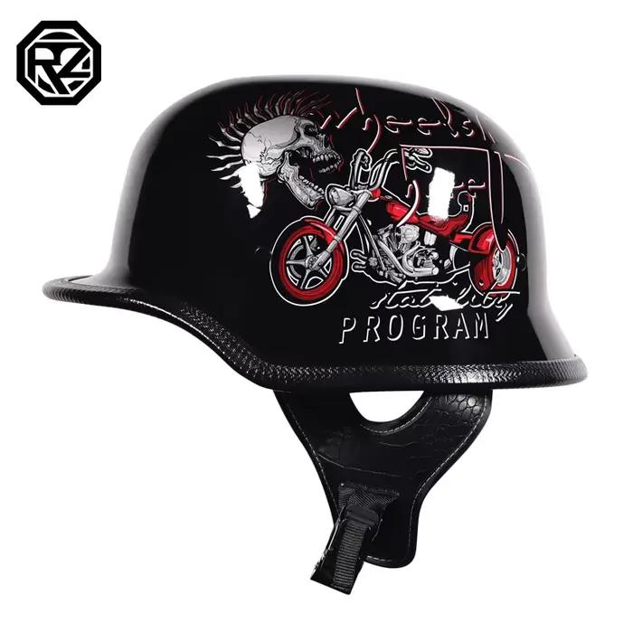 Casque de soldat rétro demi-casque moto homme et femme moto personnalité louche allemande casque véhicule électrique