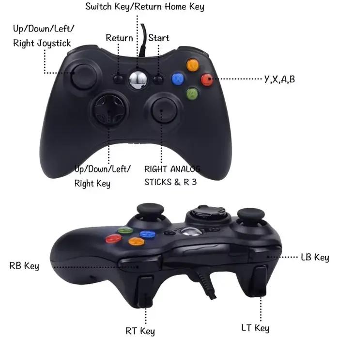Manette Filaire USB pour Xbox 360 Contrôleur de Jeu PC Joystick Portable Manette de Jeu pour Windows Contrôle Xbox Occasions Spéciales