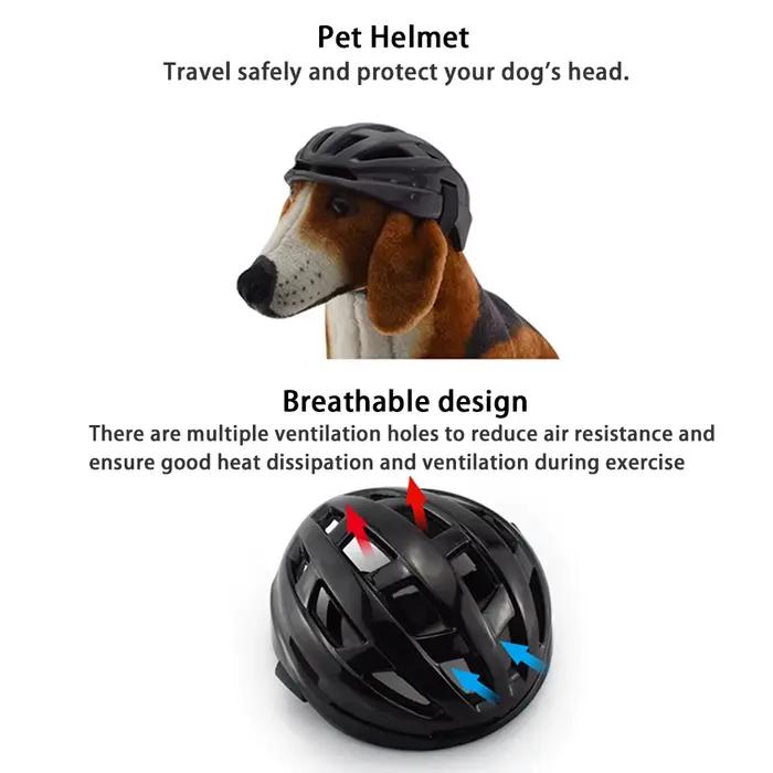 Casque de sécurité pour chien - Casque réglable en ABS pour animaux de compagnie pour activités de camping en plein air/moto/vélo - Fournitures pour animaux de compagnie