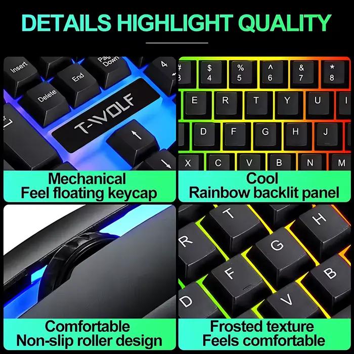 Clavier et souris filaires rétroéclairés arc-en-ciel