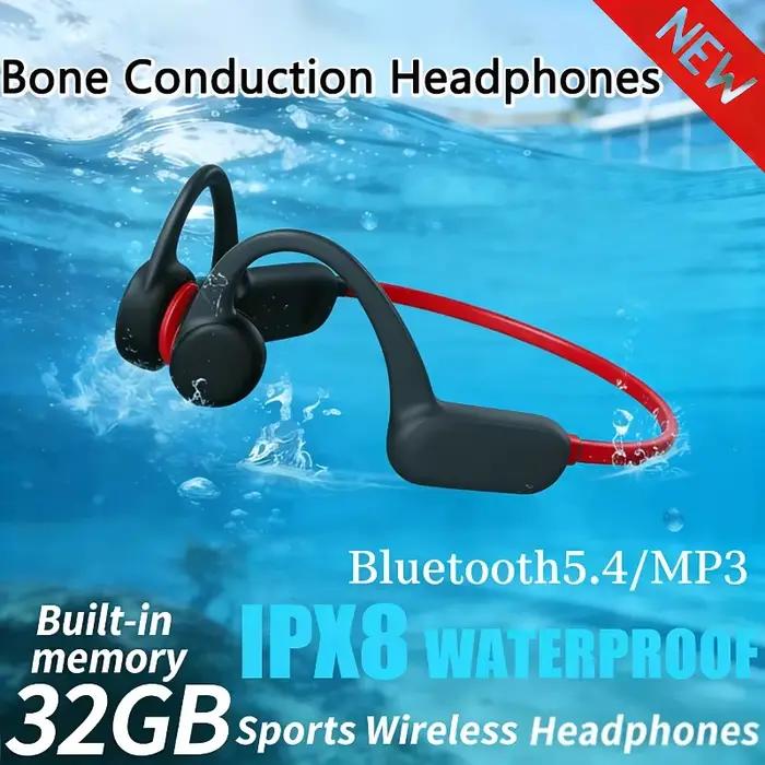 Casque à conduction osseuse IPX8 MP3 32 Go Bluetooth 5.3 sans fil pour la natation avec microphone étanche pour l'exercice et le fitness 2026