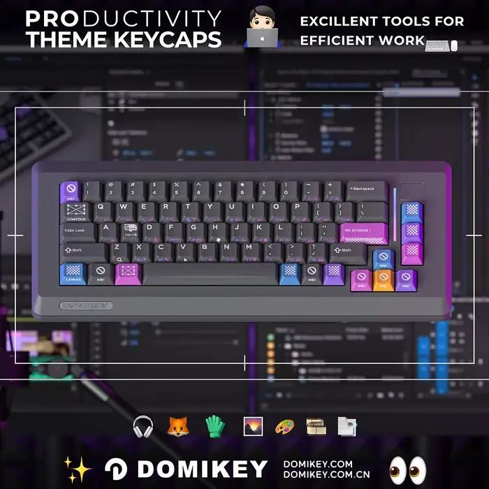 Domikey-Capuchons de touches PBT Doubleshots