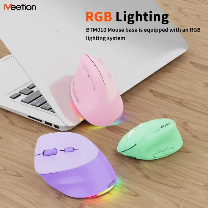 Main gauche sans fil 2.4G Bluetooth souris double mode conception ergonomique verticale éclairage rvb Rechargeable 2400 DPI utilisation au bureau Mause