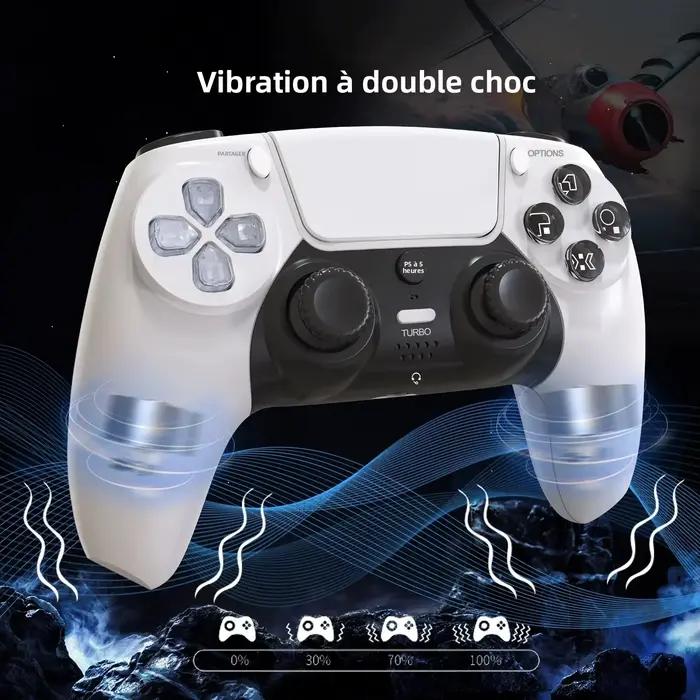 GAMINJA P50A contrôleur de jeu sans fil pour PS5/PC boutons en cristal Transparent Gyroscope à Six axes avec pavé tactile ergonomique