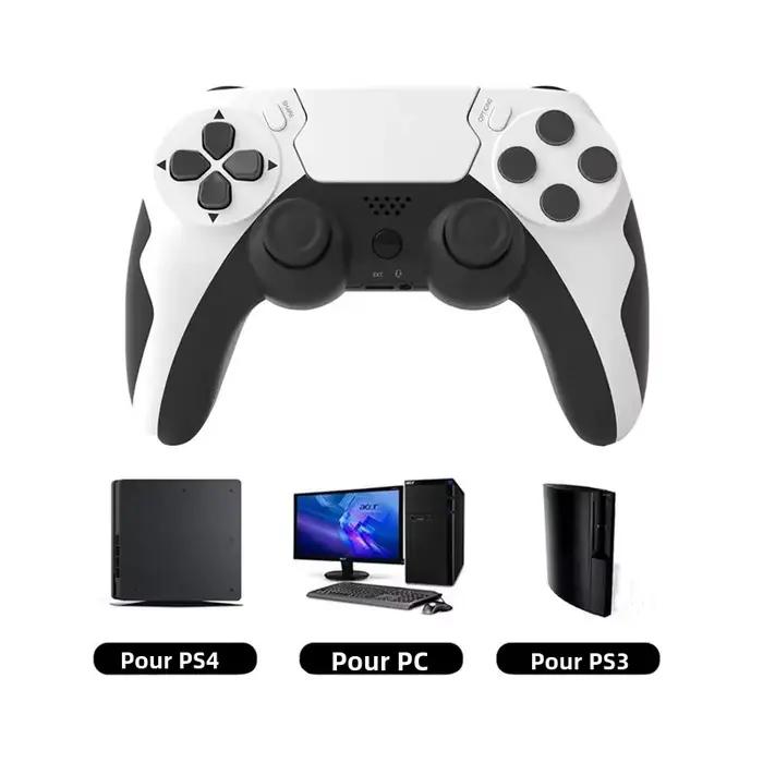 Manette de jeu sans fil avec gyroscope à six axes pour PS4, PS3 et PC - vibration double - design élégant - couleur personnalisable - pour joueurs passionnés et amateurs