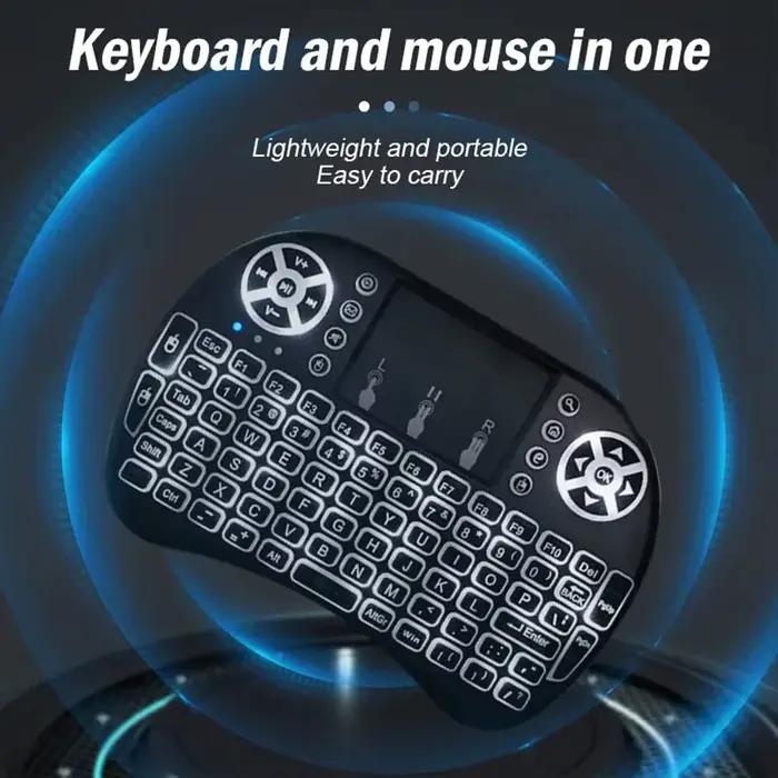I8 Mini clavier sans fil 7 couleurs rétro-éclairé russe français espagnol portugais arabe 2.4G Air Mouse télécommande pour Android TV Box PC