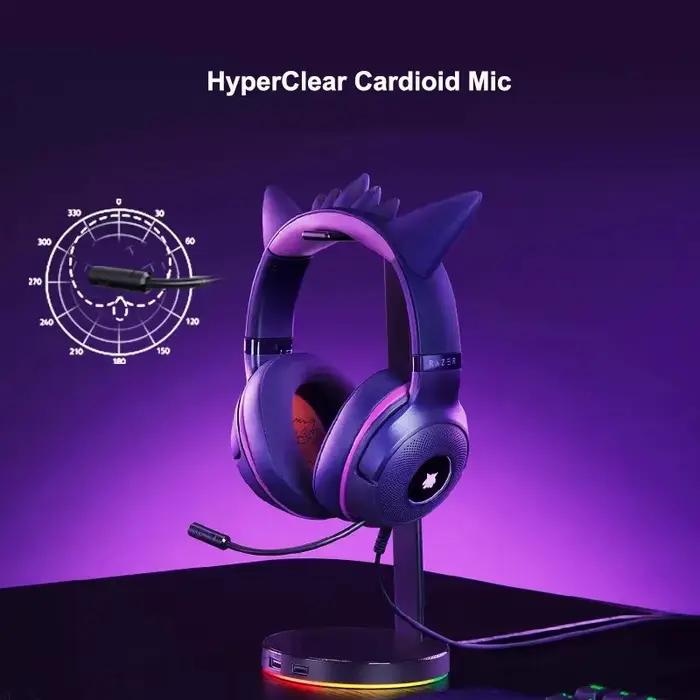 Razer Pokemon Gengar Edition RGB Kraken Kitty V2 Casque de jeu USB filaire - Pilotes TriForce 40 mm - Micro cardioïde hypercléaire