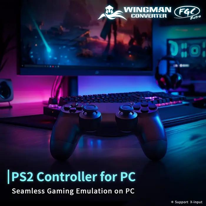 Contrôleur Brook Wingman FGC rétro PS 1/PS 2 pour PS 5/PS 4/PC Compatible avec les tapis de danse bâtons d'arcade contrôleurs de jeu de rythme