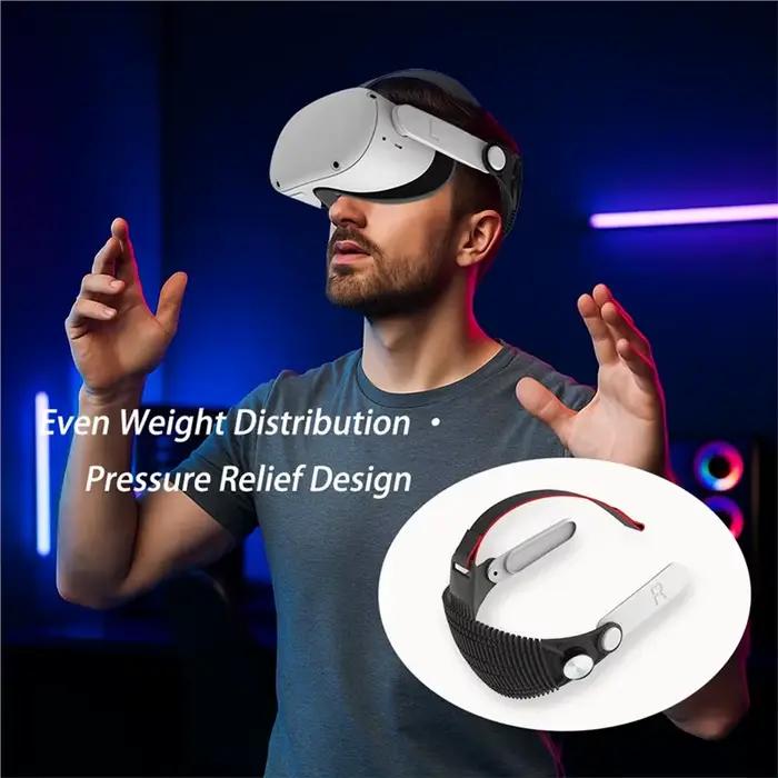 Sangle de tête réglable en silicone souple B68C pour Meta Oculus Quest 2 VR