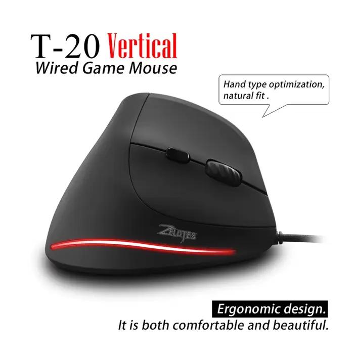 Souris ergonomique filaire verticale silencieuse rechargeable ZELOTES T20 pour ordinateur portable