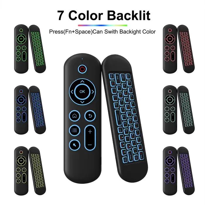 MRSVI Air Mouse télécommande M5 sans fil 2.4G et Bluetooth avec clavier Gyroscope rétroéclairé 7 couleurs pour Smart