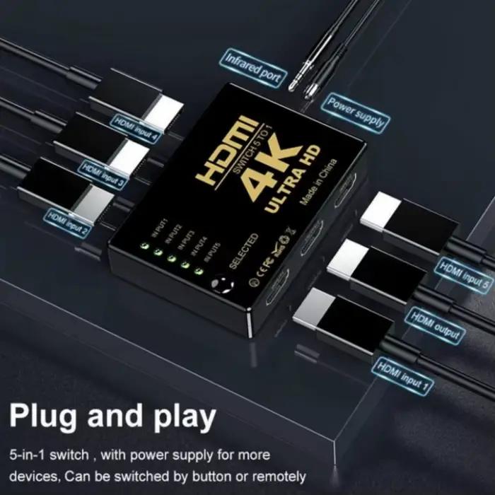 Commutateur vidéo HDMI avec télécommande IR