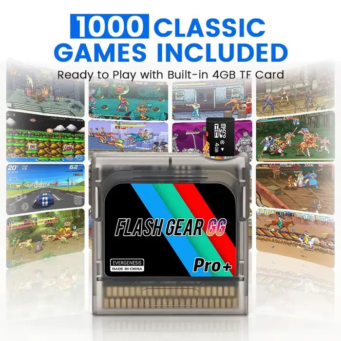 Cartouche de jeu Game Gear GG FlashMaster avec carte TF de 4 Go préchargée avec plus de 1000 jeux