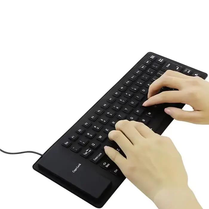 Clavier pliable en silicone filaire USB pour ordinateur portable accessoire silencieux étanche anti-poussière enroulable doux touches prédictives 85/109 occasions spéciales joueurs mobiles étudiants professionnels