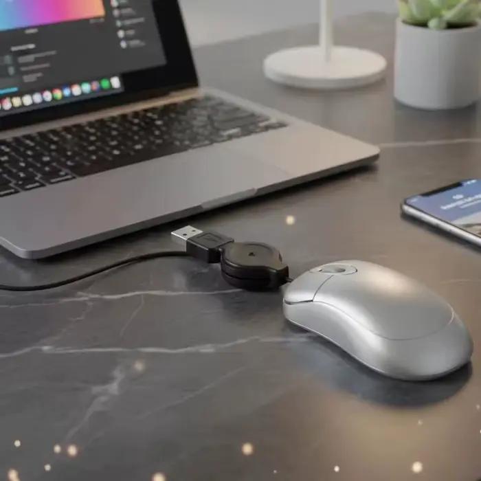 Mini souris filaire avec cordon rétractable