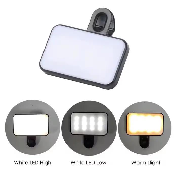 Lampe de poche à LED pour selfie, pour iPhone, Samsung, IPad, téléphone portable, ordinateur portable, clip flash, remplissage vidéo, photo, anneau lumineux, photographie