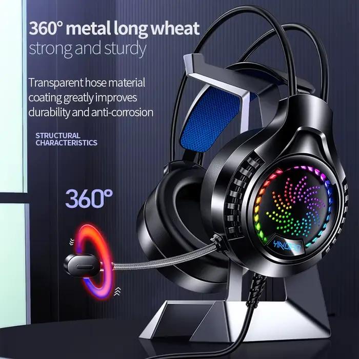 Casque de jeu rvb avec Microphone 7.1 Surround HD son stéréo double 3.5mm USB