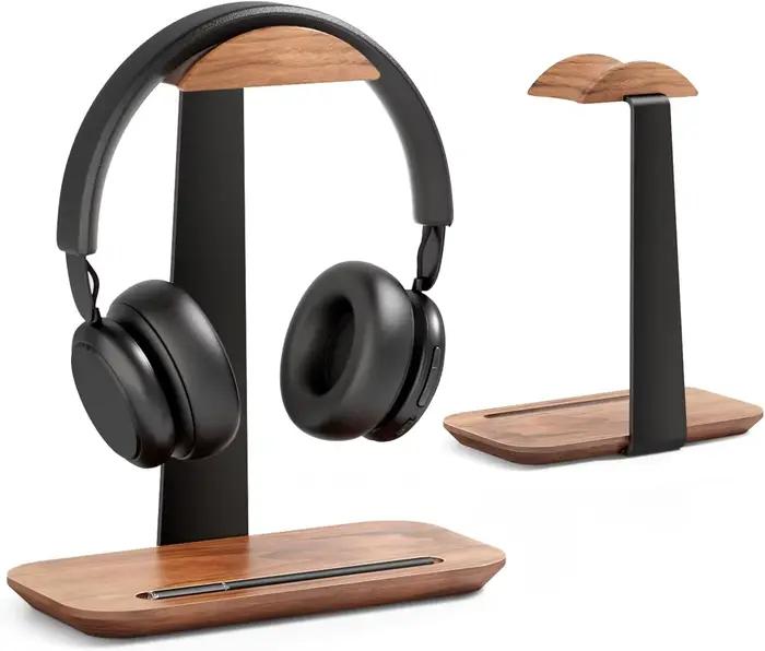 Support pour casque, support en bois pour casque de bureau