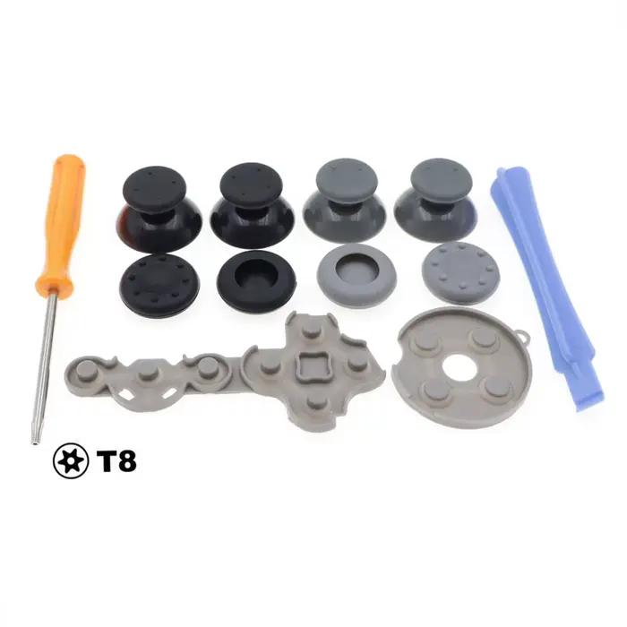Pièces de réparation pour manette Xbox 360 filaire/sans fil - Tournevis T8 + Capuchons de joystick + Patins en caoutchouc conducteurs