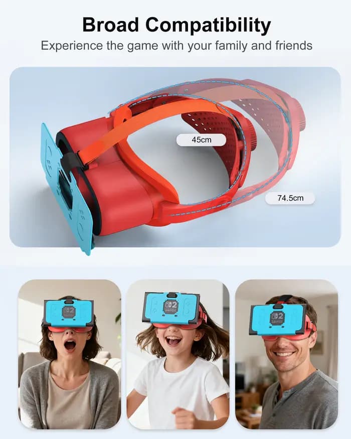 Casque VR amélioré pour Nintendo Switch 2, lentilles HD réglables et sangle confortable, lunettes 3D Virtual Boy pour Switch 2