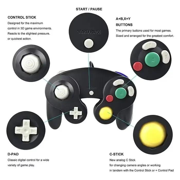 Contrôleur de jeu filaire pour GameCube NGC