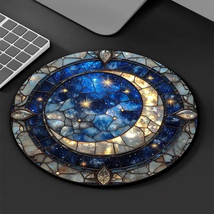 Tapis de souris circulaire en verre coloré