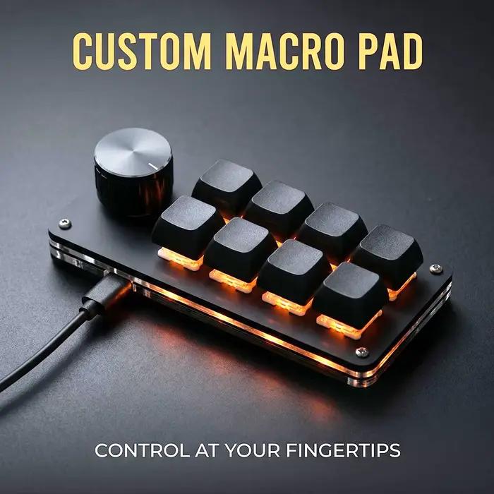 Clavier multifonctionnel à 8 touches mécanique pour bureaux, jeux et contrôle industriel en USB adaptable à plusieurs langues