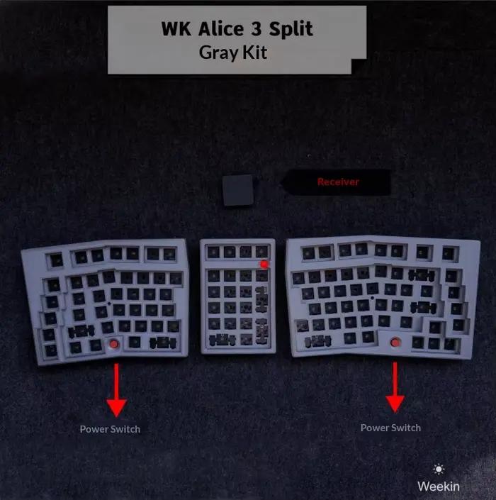 Weekin WK Alice 3 clavier divisé sans fil 2.4g monomode 1500mah 111 touches