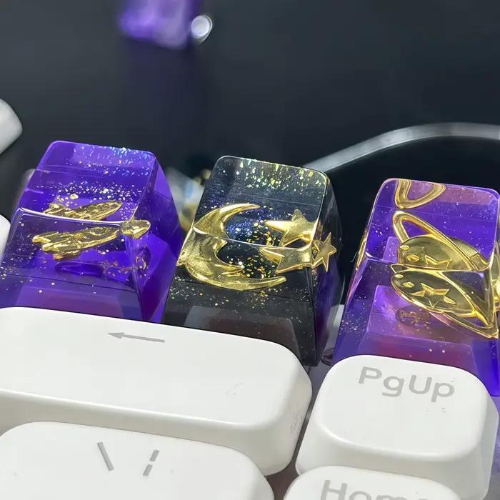 Artisan personnalisé bricolage clavier mécanique résine Keycaps joli soleil et lune/étoiles conception