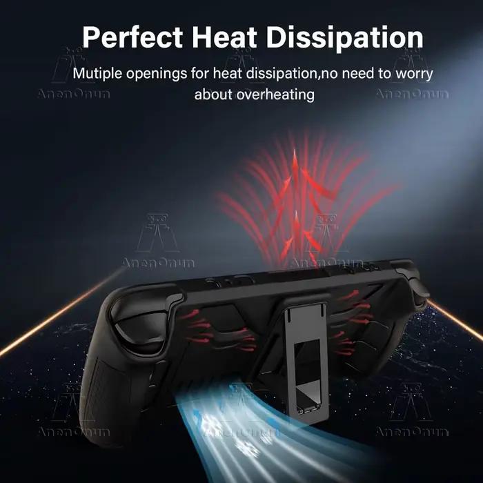 Steam Deck/Steam Deck OLED Étui de protection complet avec base de support pliante Antichoc Anti-rayures Housse souple en silicone antidérapante