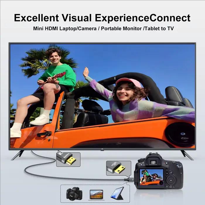 Câble Mini HDMI vers HDMI 4k HD 4K @ 60Hz 2K @ 120Hz