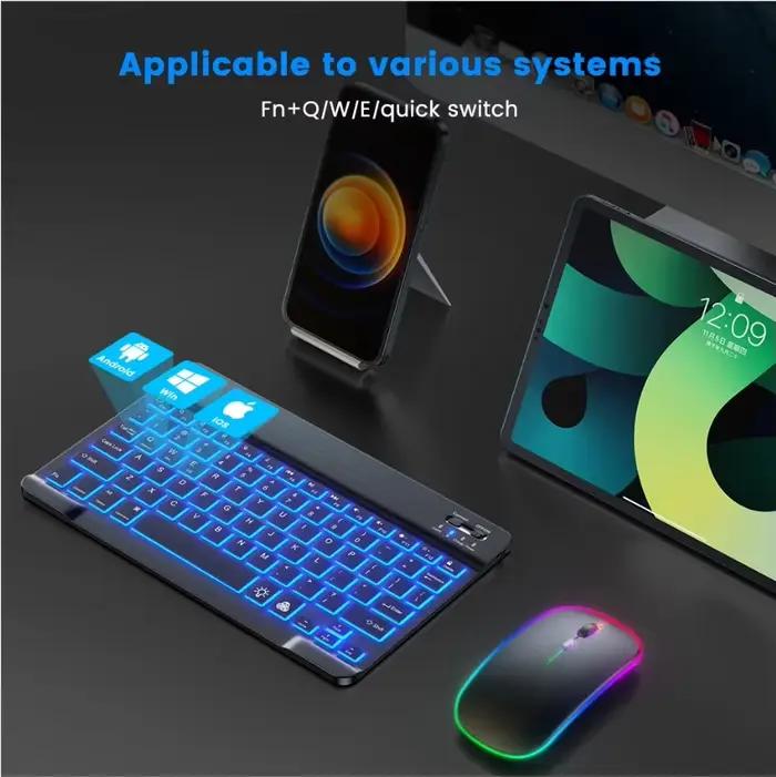 10 pouces rétro-éclairé Bluetooth clavier souris pour IOS Android Windows pour iPad