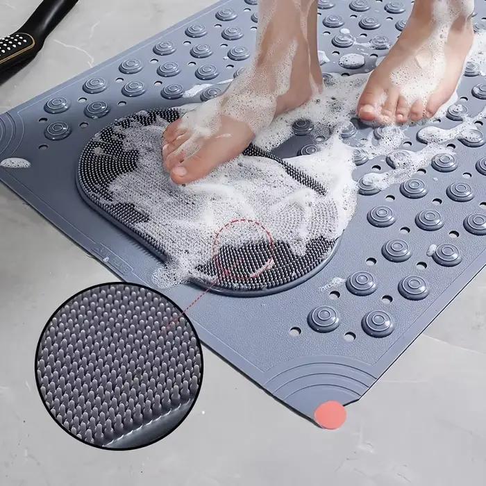 Tapis de bain en PVC antidérapant bleu clair avec nuages de massage 0 8 cm d'épaisseur 2600 g m2 motif de points pour la sécurité de la douche et de la salle de bain