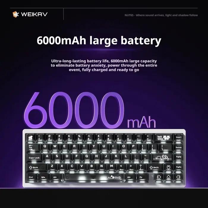 Weikav NUT-65 clavier mécanique rvb Tri-Mode en alliage d'aluminium Kit de jeu avec deux Structure de joint équipement de bureau informatique