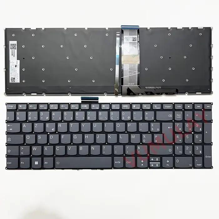 Clavier AZERTY pour Lenovo d'urgence apad 3-15ALC6 3-15ITL6 3-17ALC6 3-15ADhorizon 5-15IIL05 15ITL05 5-15ALC05 PR5SB-BE Belgique Retro Eclairé Nouveau Design Français Silver Gris