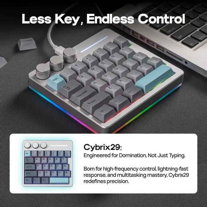 KiiBOOM Cybrix 29 29 touches + 3 boutons clavier de jeu magnétique à effet Hall filaire rapide CNC en aluminium et acrylique taux d'orientation 8Khz