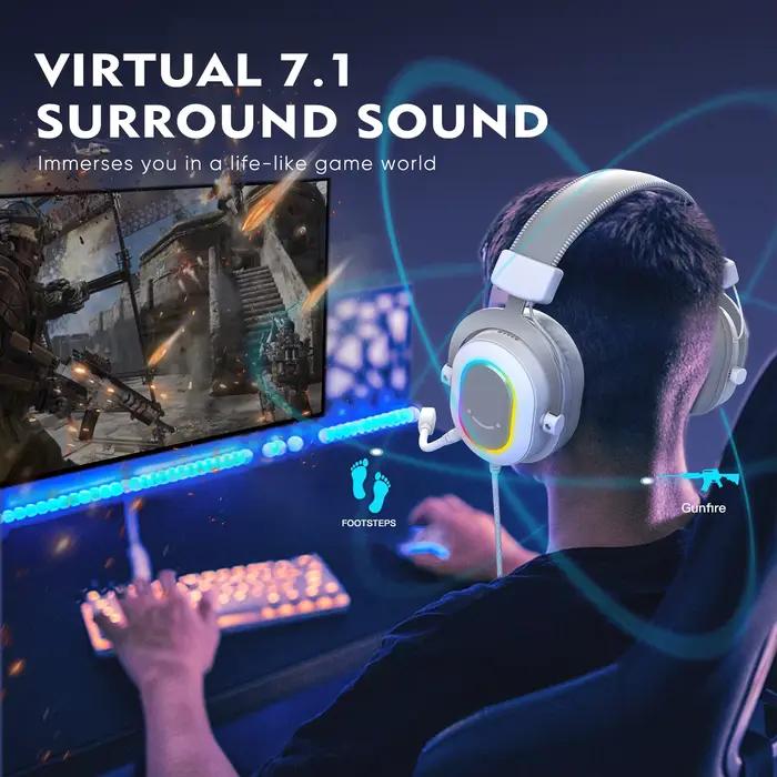 Casque de jeu FIFINE RGB avec son Surround 7.1/3-EQ/MIC