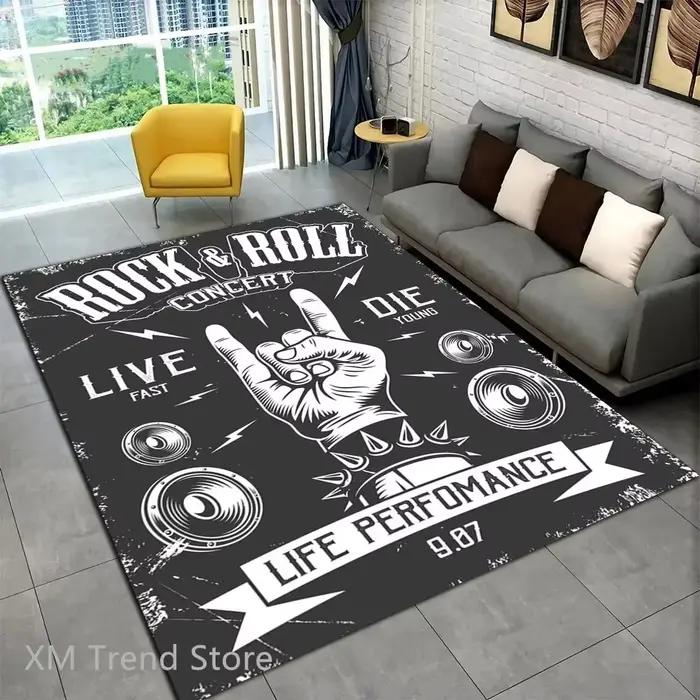 Tapis de musique rock and roll, tapis de cuisine, tapis d'entrée, décoration de sol de chambre à coucher, tapis de salon, tapis anti-ald